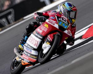 Cormac Buchanan in action during round seven of the Moto3 World Championship at Silverstone in...
