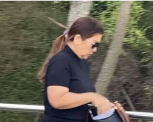 Anneli De Los Santos pictured leaving the Hamilton District Court last year after pleading guilty...