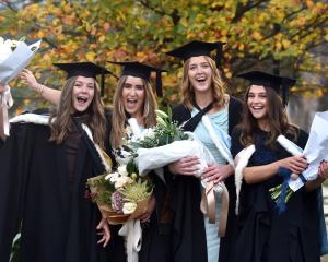University of Otago graduates (from left) Kate Harris, of Christchurch, Charlotte Johnstone, of...