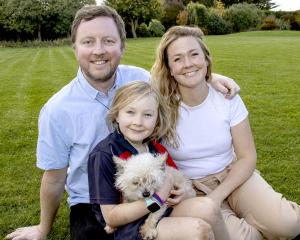 Sam Broughton, his wife Liz, daugher Elliott and Lev. Photo: Geoff Sloan