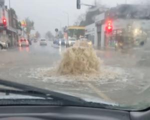 Flooding in Nelson as heavy rain hits the city on Monday.&nbsp;Photo:&nbsp;Supplied / Tracie...