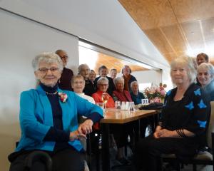 Centenarian Margaret Kyle (left) with her friends from the Lower Waitaki Golf Club out at lunch...