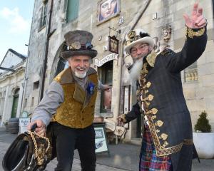 Sir Gideon Steamcrank (Gearlord of the Twisting Spires) aka Carl Yates (left) and James Brian,...