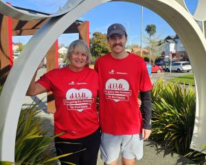 Aiming to raise $3000 for heart research are Jane Sullivan and George McAleer. PHOTO: CONNOR...