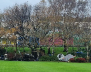In Dunedin, a  fire broke out at a homeless camp at The Oval earlier this month. Photo: RNZ