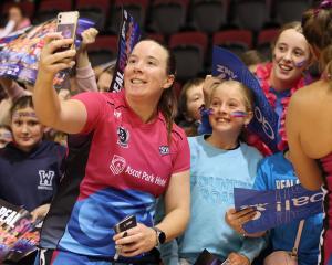Abby Lawson snaps a selfie with a Southern Steel supporter after last week’s game. PHOTO: MICHAEL...