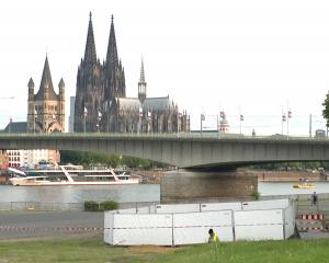 An area was cordoned off opposite Cologne Cathedral after the discovery of World War 2-era bombs....