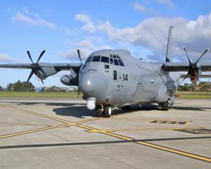 A C-130J Hercules at Whenuapai RNZAF base. Photos: RNZ/Calvin Samuel