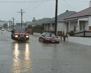 Flooding in Nelson St, South Dunedin, in 2015. Photo: Stephen Jaquiery