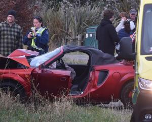 The car was badly damaged in the crash. Photo: Gregor Richardson