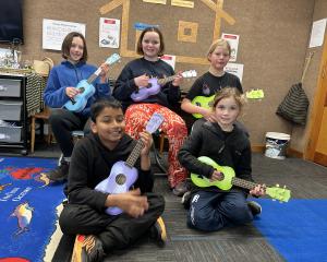 Getting ready for this week’s Alexandra Primary schools’ Kiwilele Ukulele Jam are St Gerard’s...