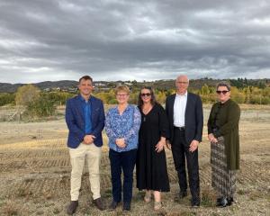 Southland MP Joseph Mooney (left) with Abbeyfield Alexandra steering committee members Carole...