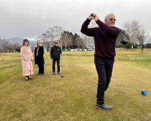 Cromwell Golf Club president Peter Williams prepares for the annual Cromwell Lions Golden Golf...