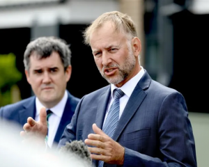 Kāinga Ora CEO Matt Crockett (right) and Housing Minister Chris Bishop.&nbsp;Photo:&nbsp;RNZ/...