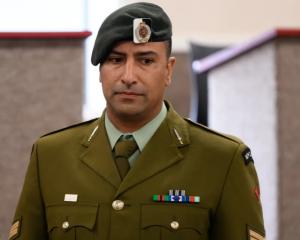 Corporal Manu Smith during the hearing. Photo: Pool / Stuff / Kai Schwoerer