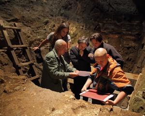 Michael Shunkov (front left) and Maxim Kozlikin (back right) — the main excavators at Denisova...