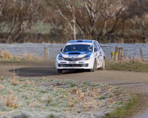 Mark McMillan and Murray Wright on their way to victory in their Subaru Impreza WRX Sti during...
