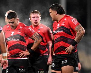 Crusaders front rowers Codie Taylor, Fletcher Newell and Tamaiti Williams. Photo: Getty Images