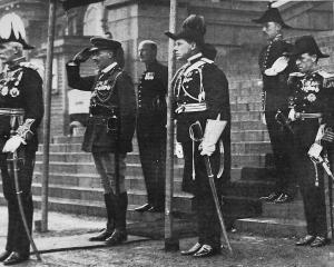 Governor-General Sir Charles Fergusson takes the salute at the opening of Parliament. — Otago...