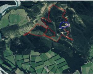 An aerial view of the Woodstock Quarries Ltd site in red and the proposed quarry and landfill...
