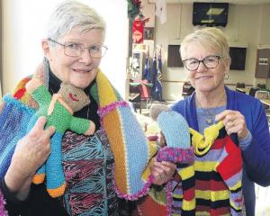 Operation Cover Up South Island members Anne Murchison (left) and Maureen Braun, with a sample of...