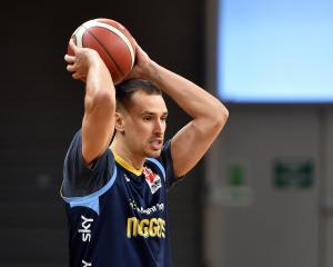 Otago Nuggets forward Jonathan Janssen gets in some training at the Edgar Centre yesterday. PHOTO...