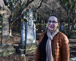 Author Karen Wrigglesworth visits the grave of James Balfour, a marine engineer who designed the...