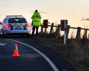 Police cordon off the Karitane lookout early on Friday morning following a car fire. A male with...