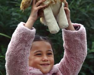 Teawa Tehau-Meroiti, 7, of Dunedin, ensures her toy has a good view of the Matariki celebrations....