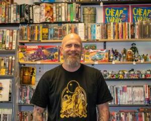 Dead Video owner, Evan Kiddey in front of his horror and cult collection, the largest in...