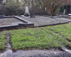 Damage caused by a stolen car at the Port Chalmers cemetery. Photo: Gerard O'Brien 