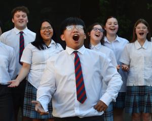 South Otago High School year 11 student Jared Gerida, 15, sings in front of his school choir...