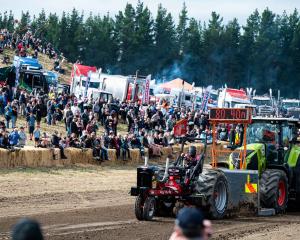Patrons enjoy the horsepower entertainment of the Tractor Pull competition at Wheels at Wānaka....