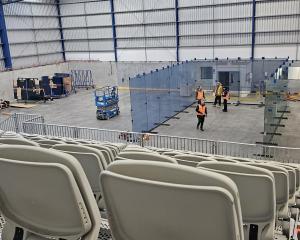A special glass court has been transported from Christchurch for the tournament. PHOTO: CONNOR...