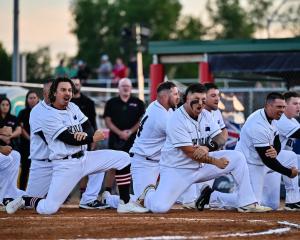 The Black Sox perform a haka before facing host nation Canada on the opening day of the Softball...