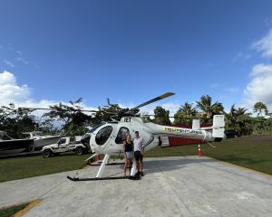Work perks … Nicki and Craig McMillan had just touched down in Samoa on a rat eradication project...