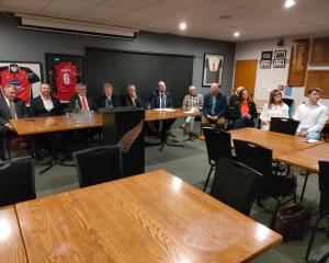 Candidates at a meeting at the Mandeville Sports Centre on Tuesday. Photo: David Hill / North...