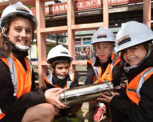 Andersons Bay School pupils (from left) Keira McAliece, 11, Sidney Campbell, 5, Tim Shaw, 11, and...