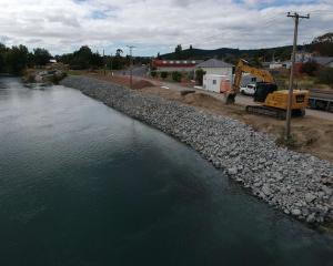 Work at Kaitangata is among recent floodbank repairs the Otago Regional Council is carrying out...