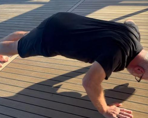 Howard Wilson completed his first set of push-ups for the Blue September challenge aboard a boat...