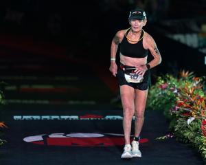 Natalie Grabow heading for the finish line in Kona. Photo: Getty Images 