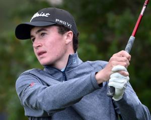 Connor Howes plays a shot during the Otago matchplay final at Balmacewen yesterday. Photo: Peter...