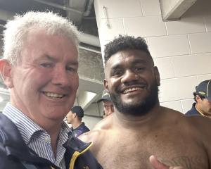 Outgoing Highlanders co-owner Shane Drummond with player Timoci Tavatavanawai. Photo: supplied