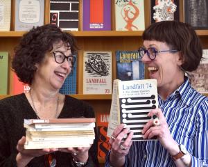 Otago University Press publisher Dr Sue Wootton (left) and Landfall editor Dr  Lynley Edmeades...