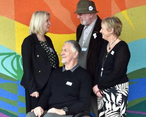 Friends of the University of Otago Medical School John Marrable (in wheelchair), Alan Jackson and...