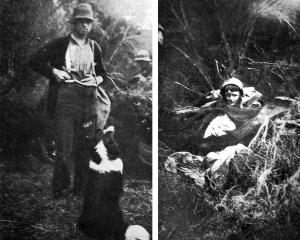 Mr Nathaniel Stevens and his dog, who found lost boy Stanley Morrison (right), who had been...