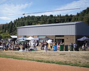 The Upper Clutha Farmers’ Market outside the Luggate Memorial Hall. PHOTO: SUPPLIED