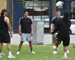 Members of the Waikato NPC team including Anton Lienert-Brown (centre) in Queens Gardens this...