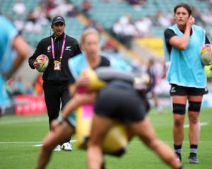 Head coach Allan Bunting during the warm-up before the bronze final match between New Zealand and...