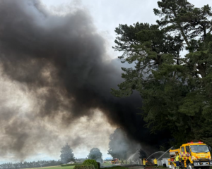 Firefighters at the scene of the fire in Darfield, Canterbury. Photo: Supplied